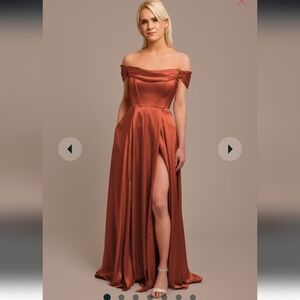 Galina Signature Bridesmaid dress pockets size 12 Charmeuse Cowl off shoulder